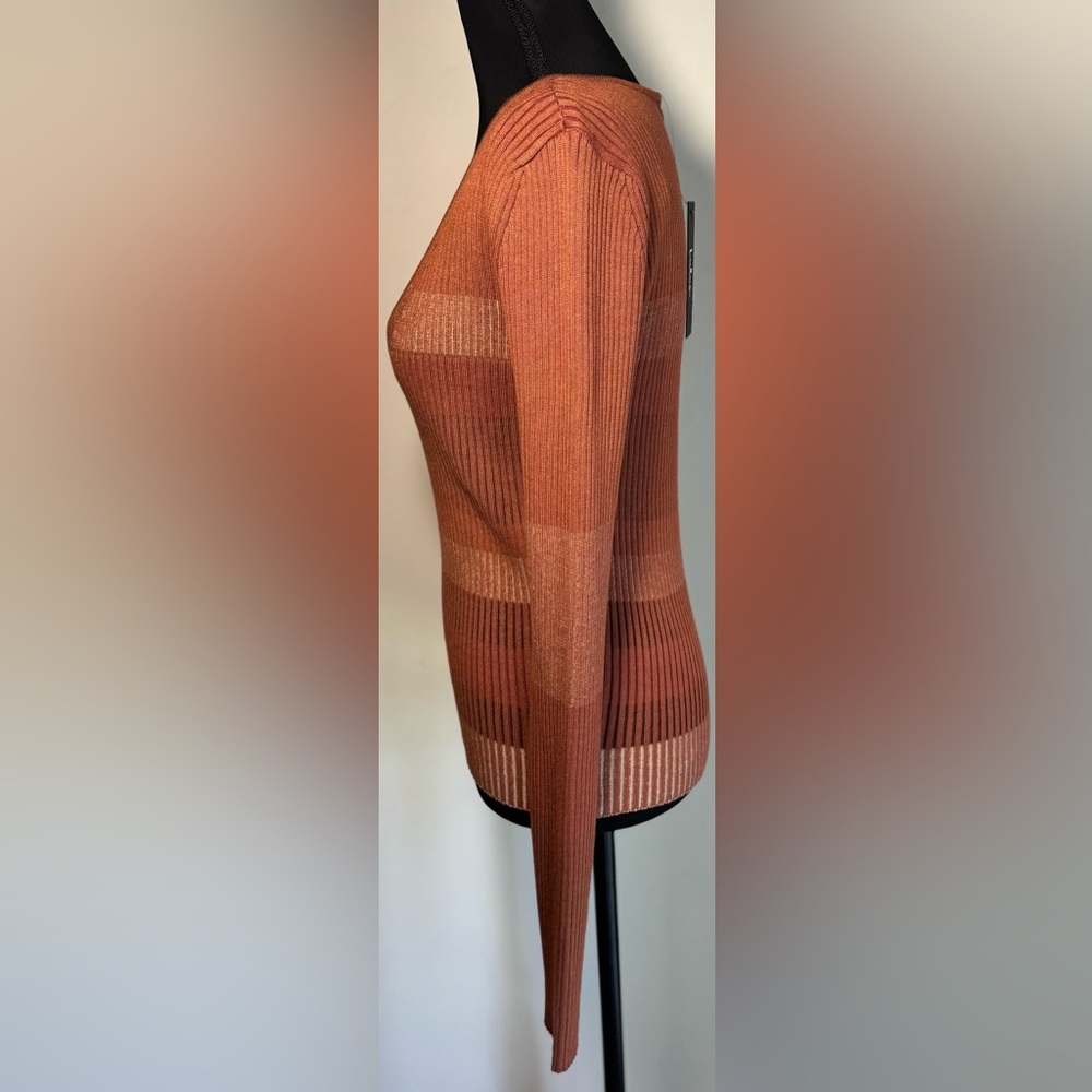 Lulus Striped V-Neck Ribbed Knit Sweater Large - Picture 3 of 10